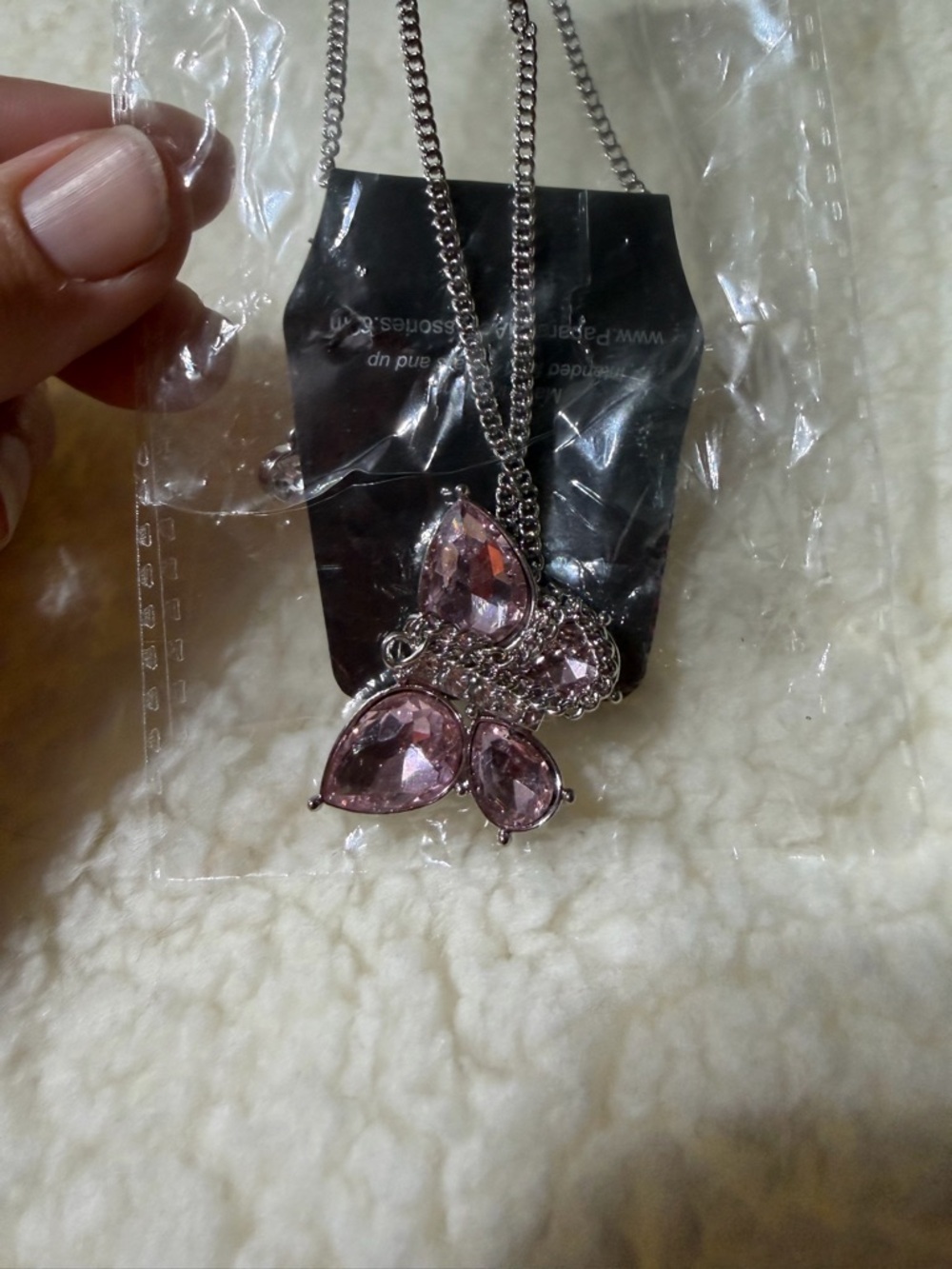 Elegant Pink Butterfly Teardrop Crystal Necklace - Women's Jewelry